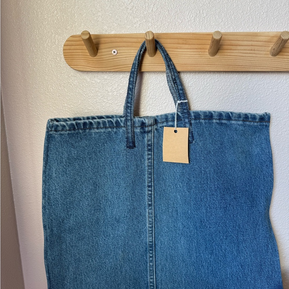 Denim Tote Bag in Medium Blue Hand Sewn By Me - Picture 3 of 8